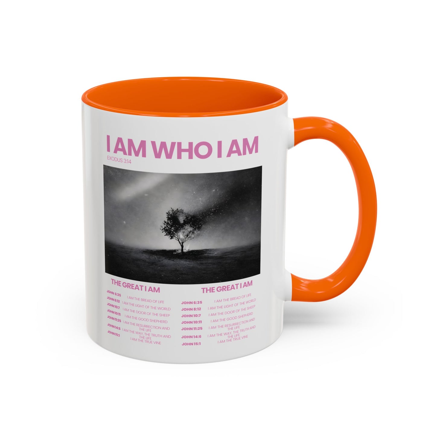 I AM WHO I AM Accent Coffee Mug — Inspirational Bible Verse Mug