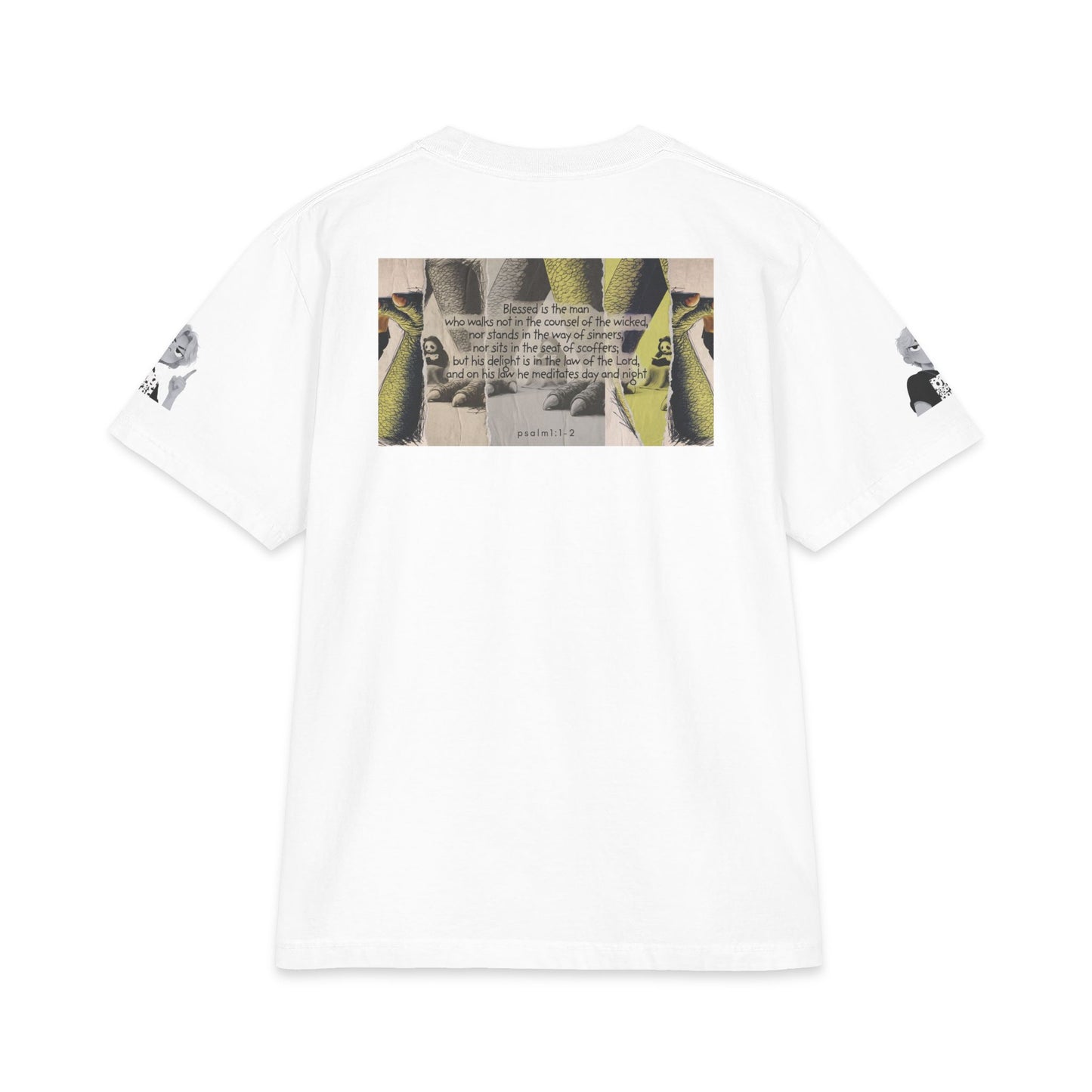 "Meditate" Christian Unisex Max Heavyweight T-Shirt | Psalm 1:1-2 | T-Rex & Panda Graphic | His Law Day and Night | Bold Christian Streetwear