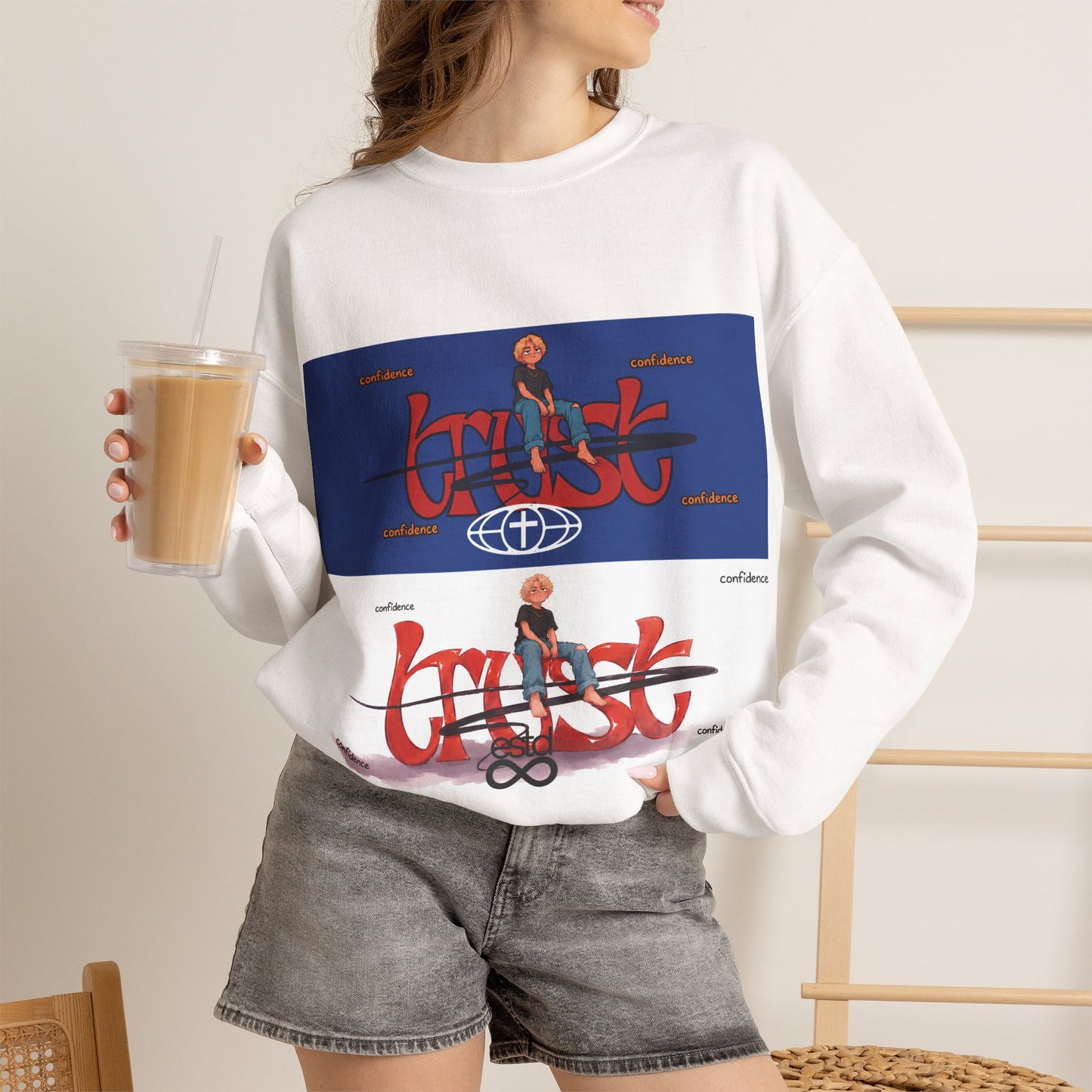 "Trust" Christian Unisex Heavyweight Crewneck Sweatshirt | Confidence in God | Faith Streetwear