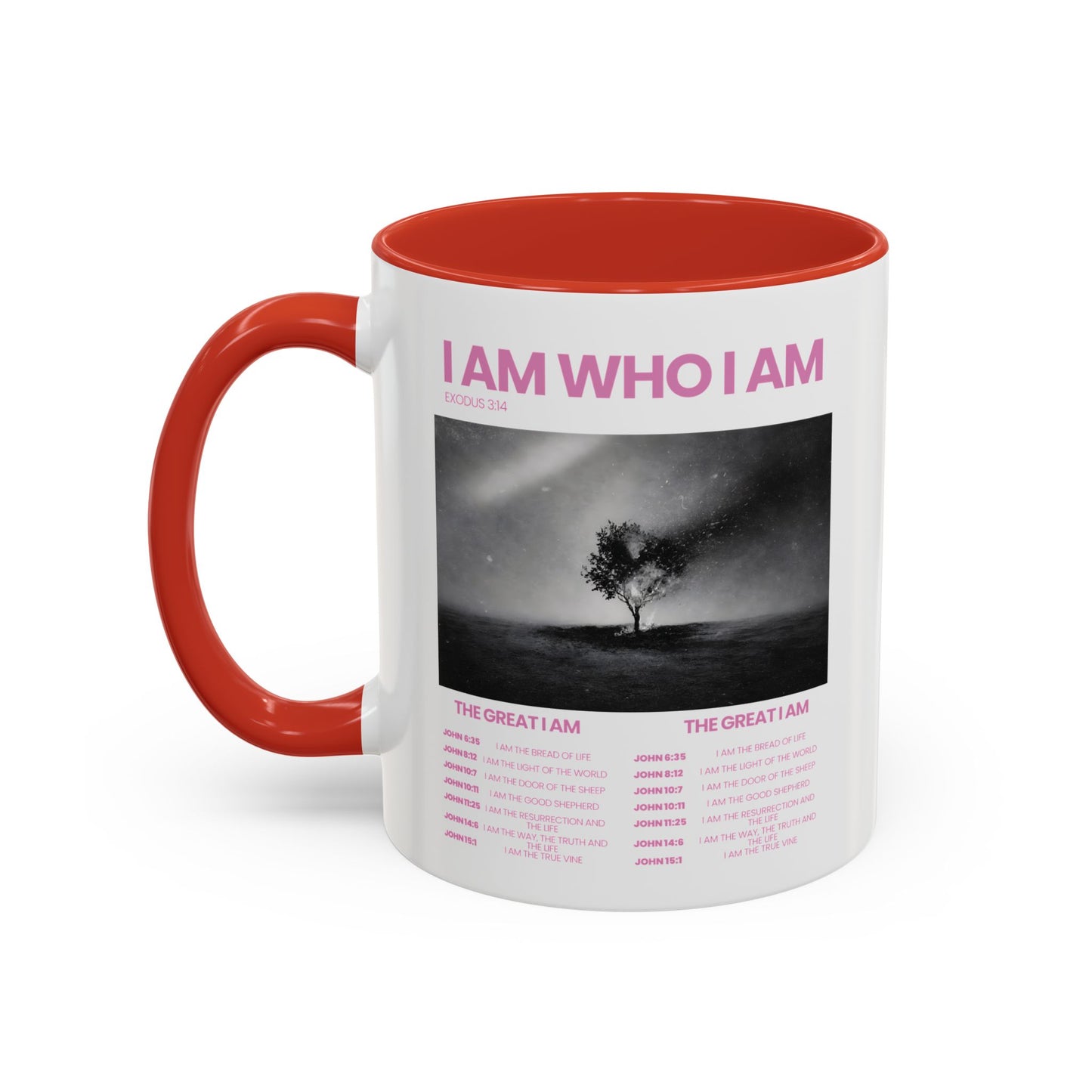 I AM WHO I AM Accent Coffee Mug — Inspirational Bible Verse Mug