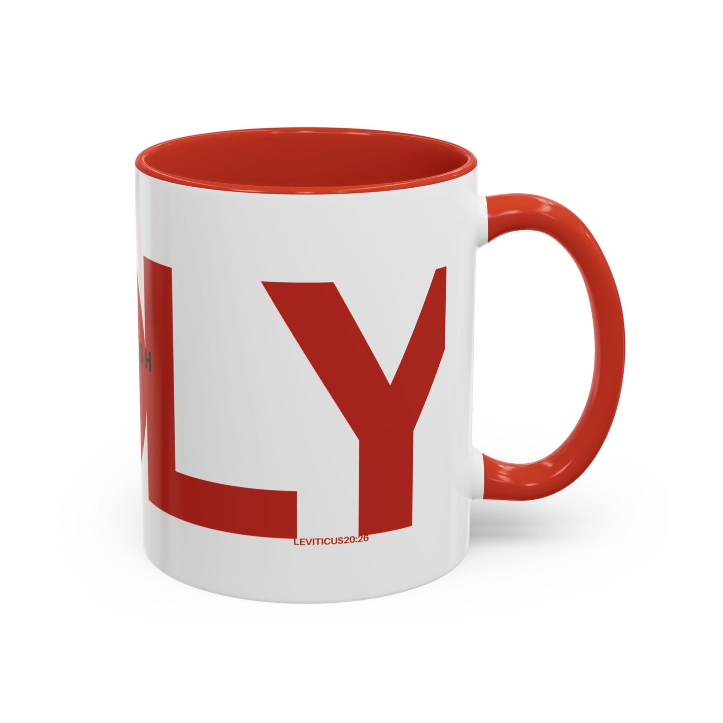 "HOLY" Qadosh Christian Coffee Mug – Hebrew Scripture Art, Leviticus 20:26, "Set Apart" Faith Gift, 11oz Two-Tone Color Mug (9 Color Options)