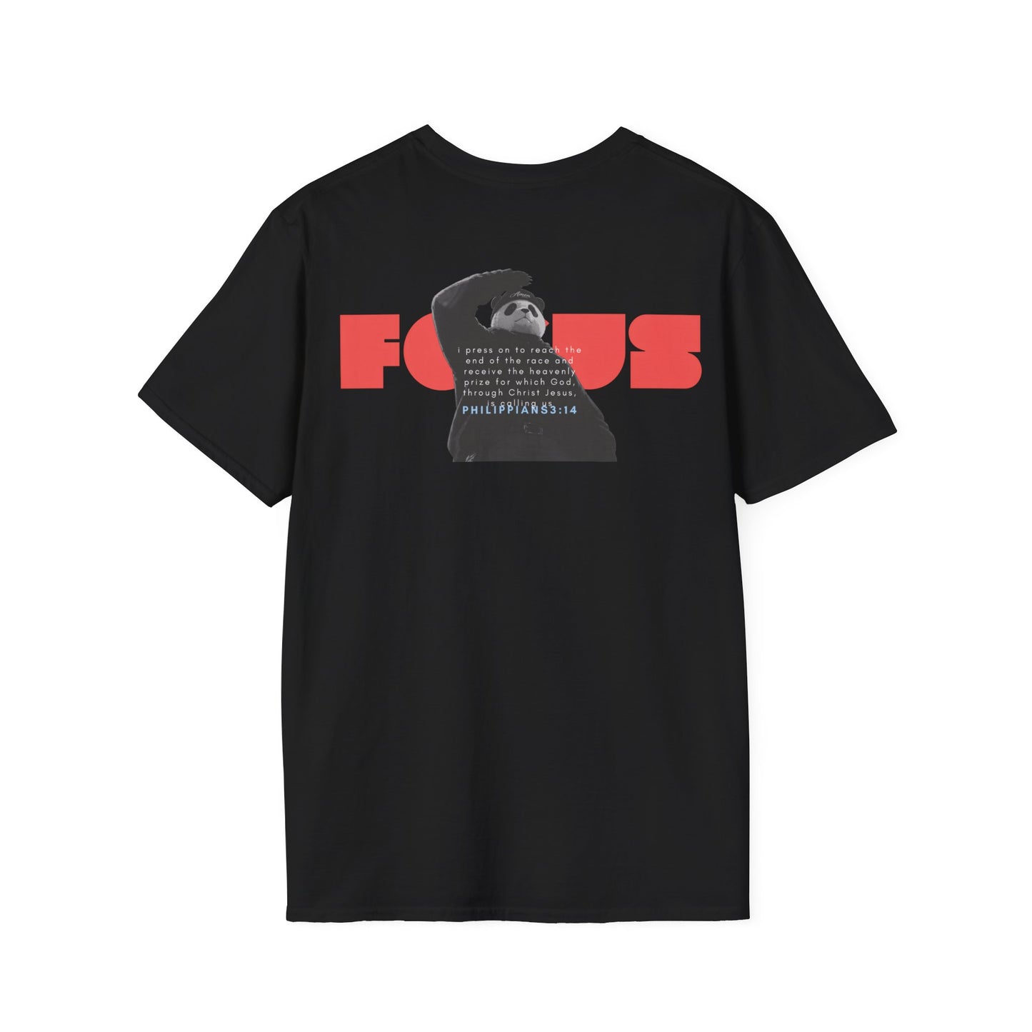 Unisex Oversized Christian T-Shirt | FOCUS Philippians 3:14 | Panda Graphic Tee