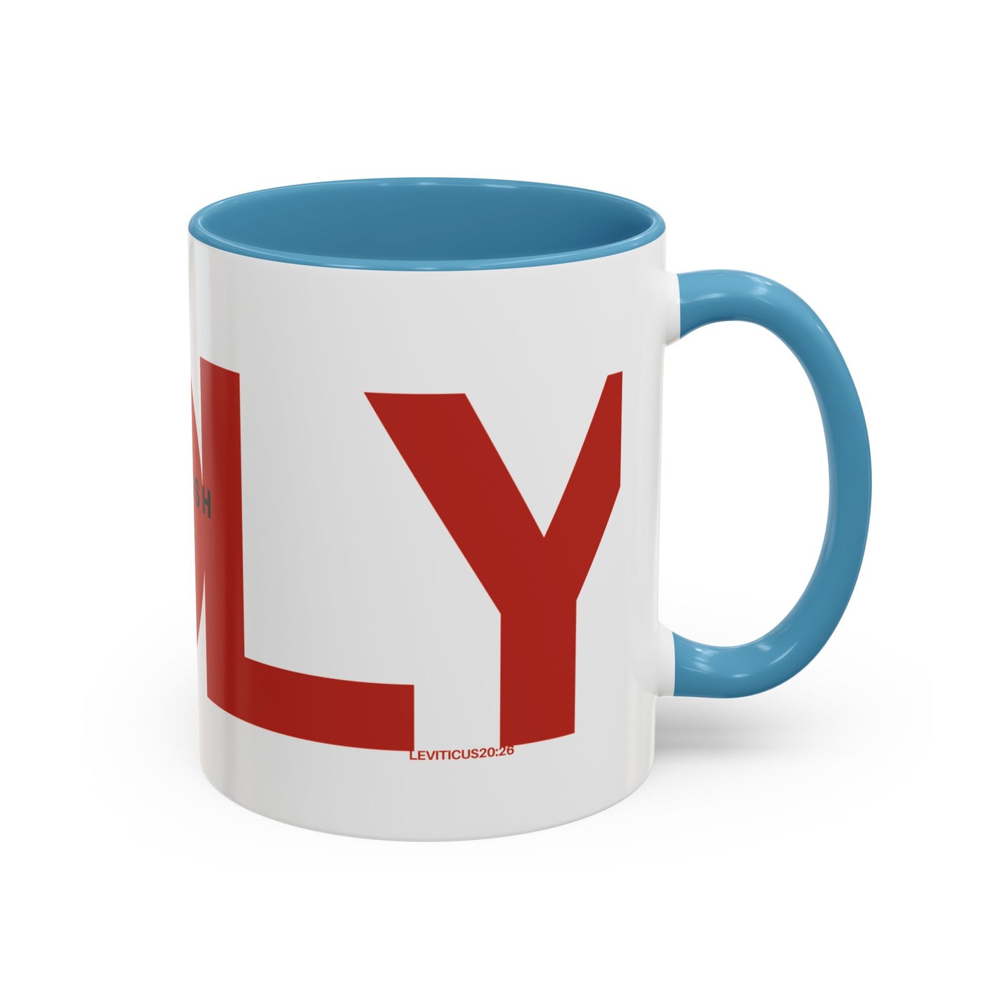 "HOLY" Qadosh Christian Coffee Mug – Hebrew Scripture Art, Leviticus 20:26, "Set Apart" Faith Gift, 11oz Two-Tone Color Mug (9 Color Options)