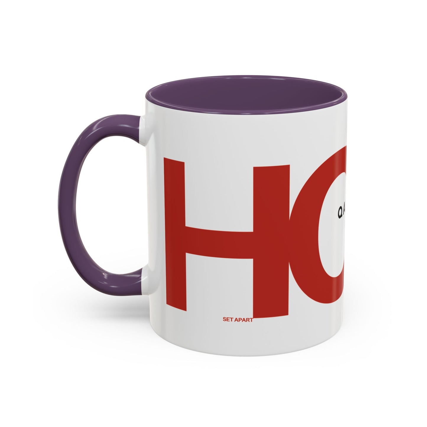 "HOLY" Qadosh Christian Coffee Mug – Hebrew Scripture Art, Leviticus 20:26, "Set Apart" Faith Gift, 11oz Two-Tone Color Mug (9 Color Options)