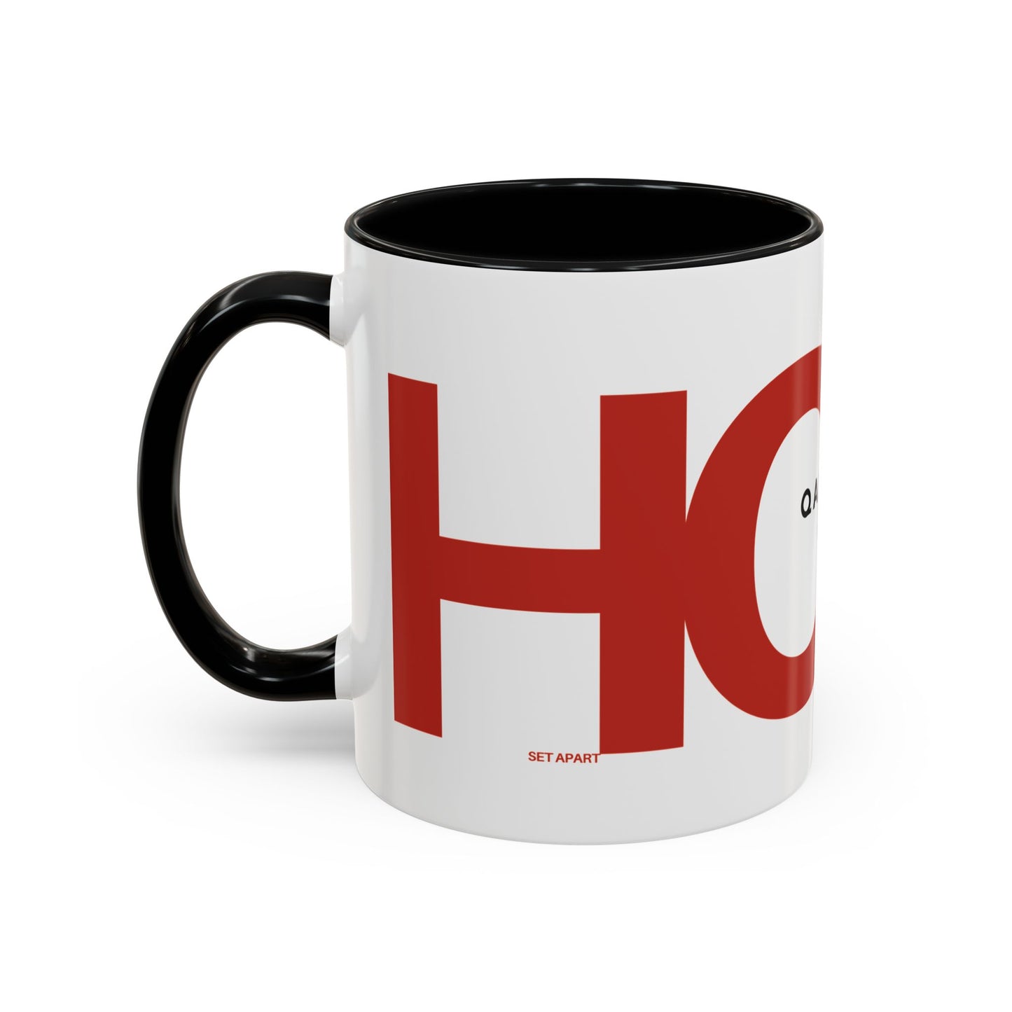 "HOLY" Qadosh Christian Coffee Mug – Hebrew Scripture Art, Leviticus 20:26, "Set Apart" Faith Gift, 11oz Two-Tone Color Mug (9 Color Options)