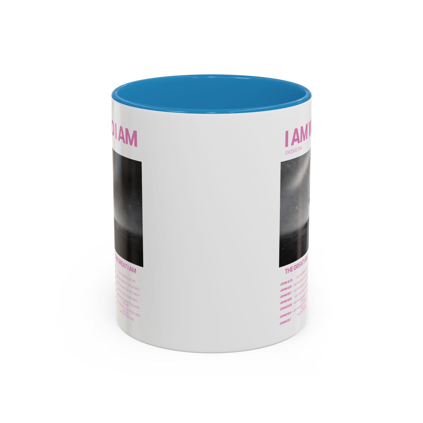 I AM WHO I AM Accent Coffee Mug — Inspirational Bible Verse Mug