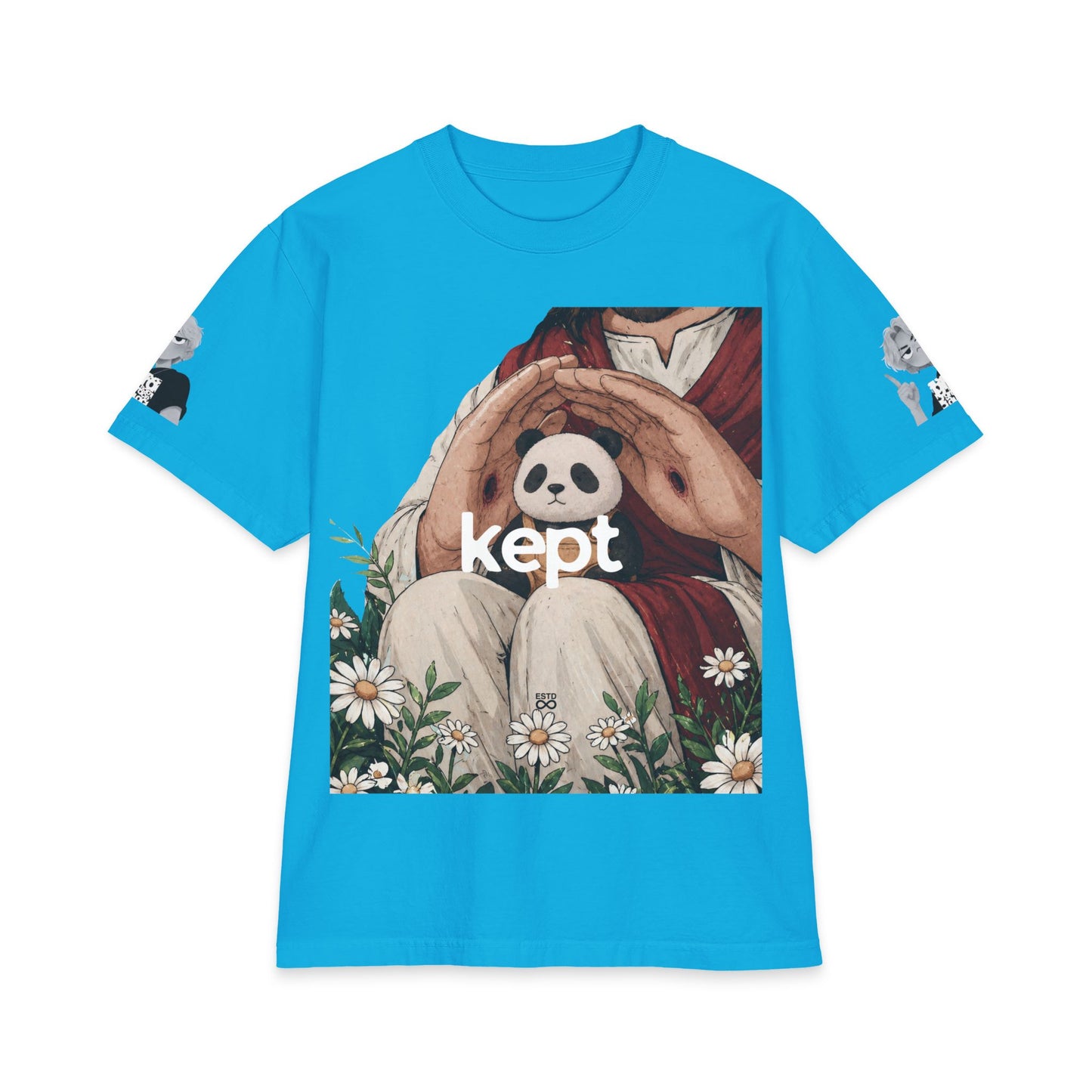 "KEPT" Christian Graphic T-Shirt – Jesus Art Design, John 10:28 Bible Verse Back Print, Unisex Max Heavyweight Streetwear Tee