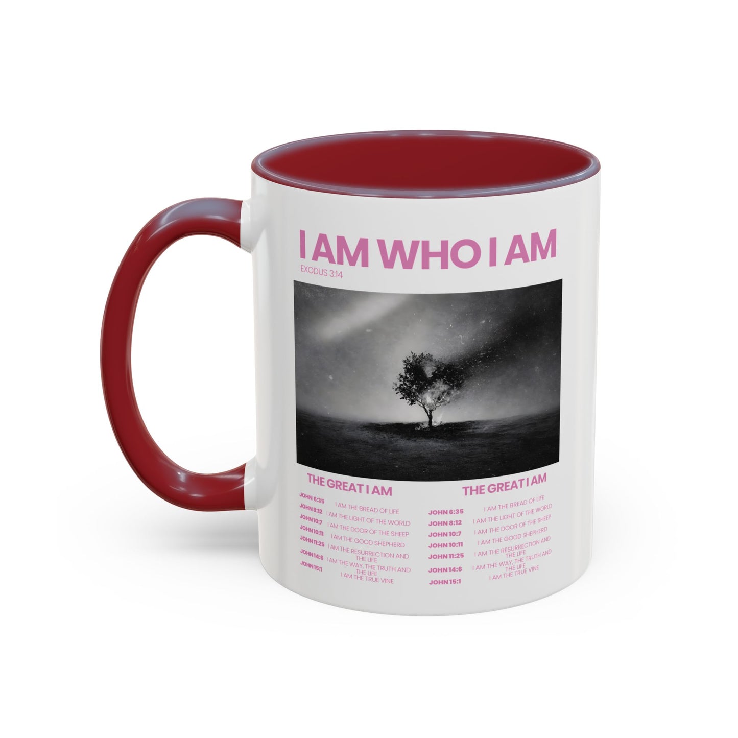 I AM WHO I AM Accent Coffee Mug — Inspirational Bible Verse Mug