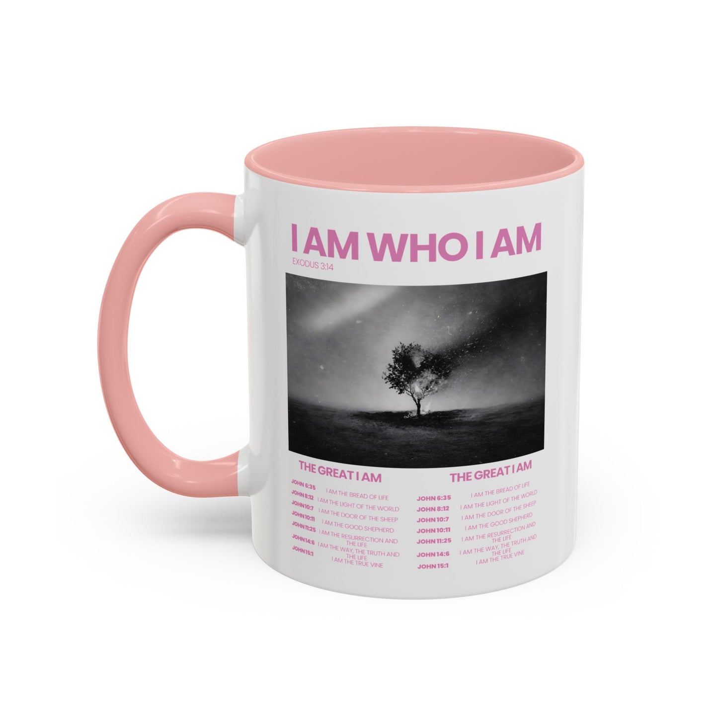 I AM WHO I AM Accent Coffee Mug — Inspirational Bible Verse Mug