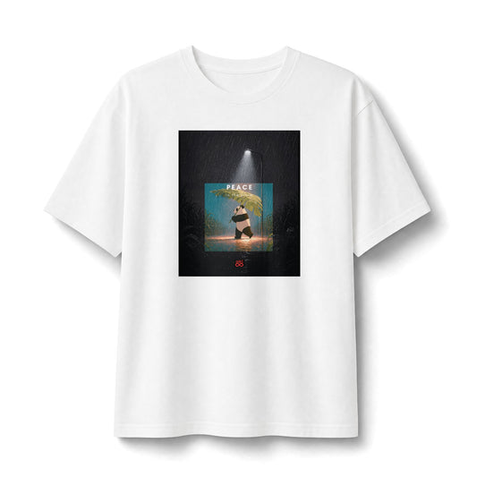 "Peace in the Storm" Christian Unisex Heavyweight T-Shirt | Isaiah 26:3 | Panda Rain Graphic | Perfect Peace | Bold Faith Streetwear