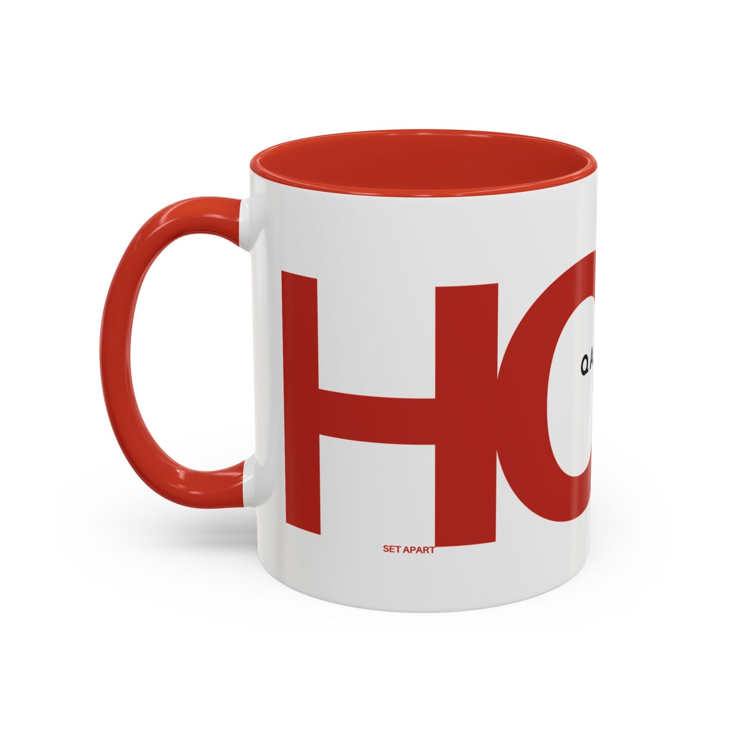 "HOLY" Qadosh Christian Coffee Mug – Hebrew Scripture Art, Leviticus 20:26, "Set Apart" Faith Gift, 11oz Two-Tone Color Mug (9 Color Options)