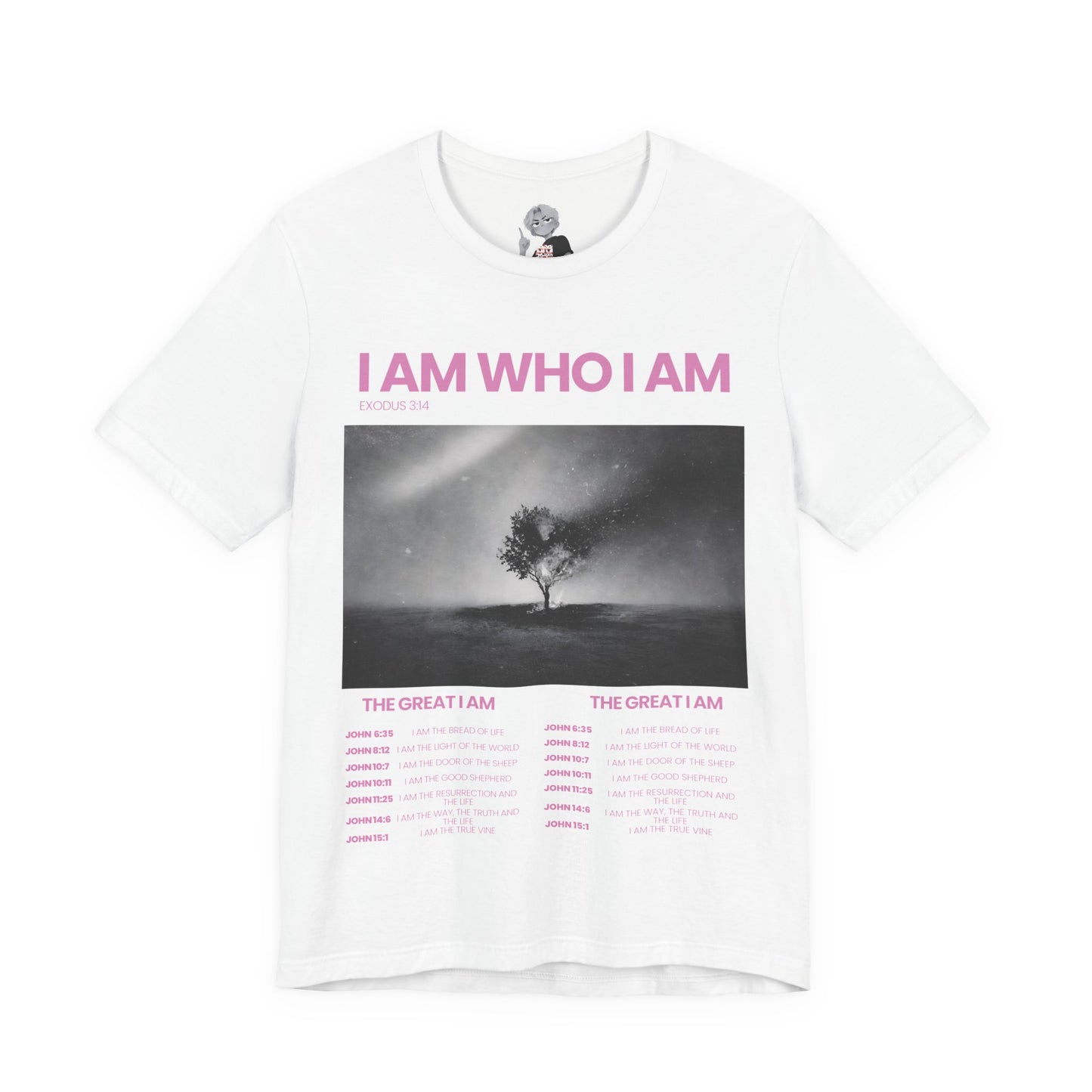 "The Great I AM" Christian Unisex Jersey T-Shirt | Seven I AM Statements of Jesus | Exodus 3:14 | John 8:58 | Burning Bush Faith Apparel