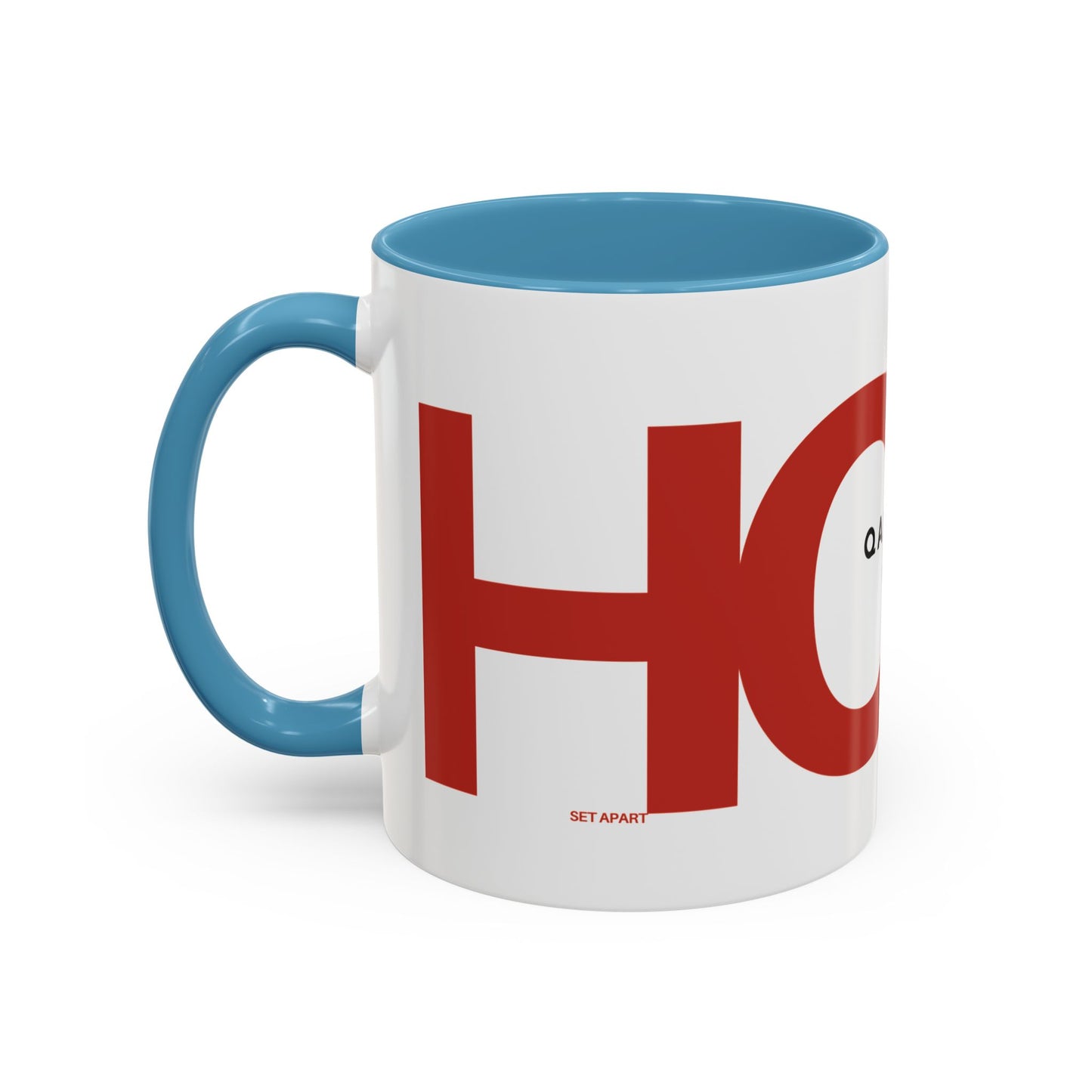 "HOLY" Qadosh Christian Coffee Mug – Hebrew Scripture Art, Leviticus 20:26, "Set Apart" Faith Gift, 11oz Two-Tone Color Mug (9 Color Options)