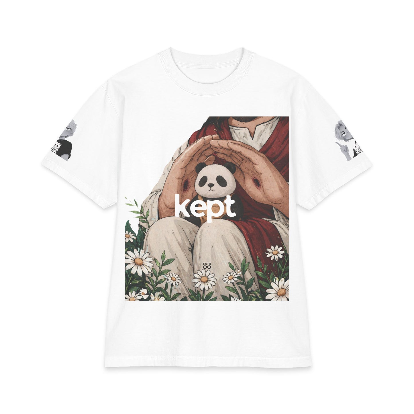 "KEPT" Christian Graphic T-Shirt – Jesus Art Design, John 10:28 Bible Verse Back Print, Unisex Max Heavyweight Streetwear Tee