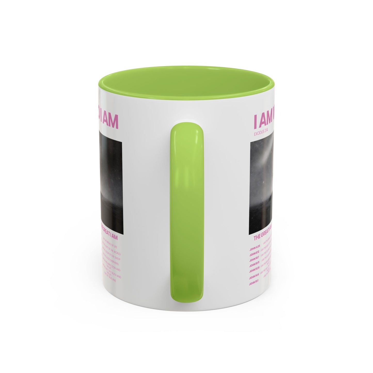 I AM WHO I AM Accent Coffee Mug — Inspirational Bible Verse Mug