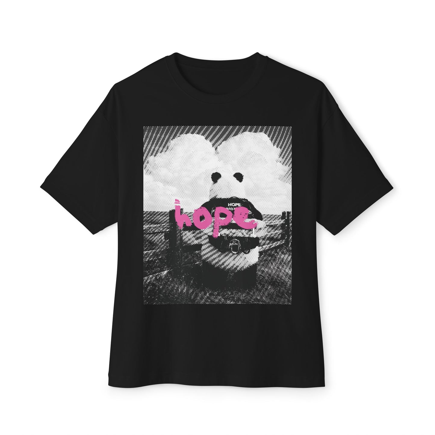 "Hope" Christian Unisex Oversized Boxy T-Shirt | Isaiah 40:31 | Panda Graphic | They Who Wait for the Lord Shall Renew Their Strength | Christian Streetwear