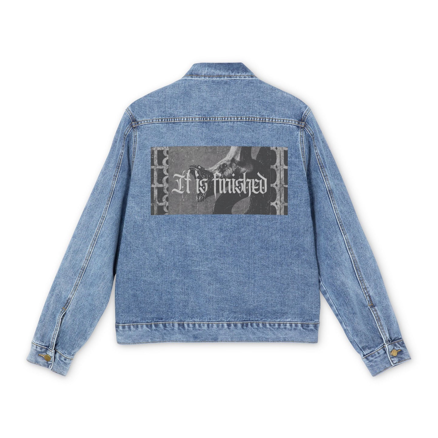 'It Is Finished' Men's Denim Jacket — Jesus Graphic