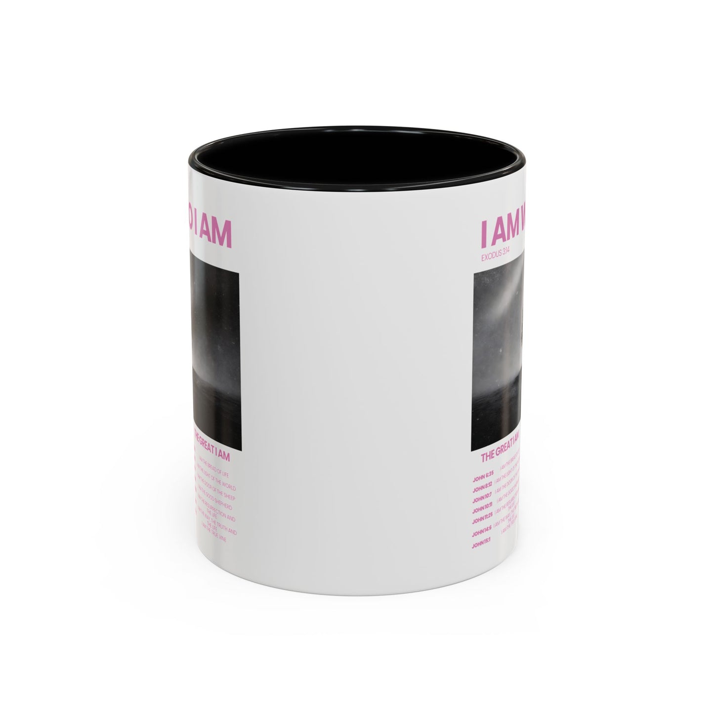 I AM WHO I AM Accent Coffee Mug — Inspirational Bible Verse Mug